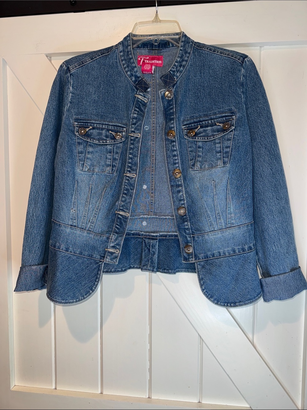 Tradition Blue Denim Jean Jacket - Classic Collarless Style